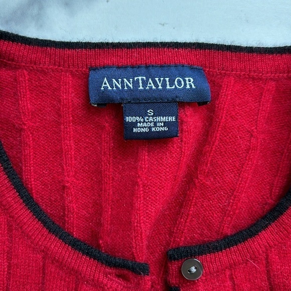 Ann Taylor Red Cashmere Cardigan and Tank Twin Set Size Medium Fits Small - Picture 6 of 16